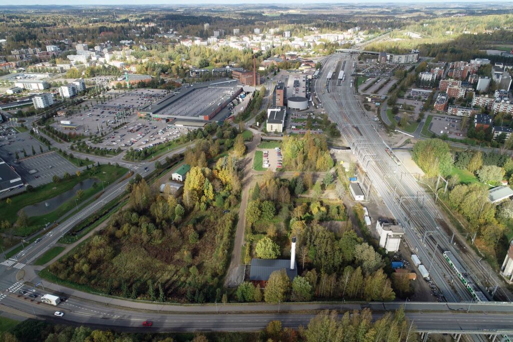 Oblique aerial view of Jokikylä.