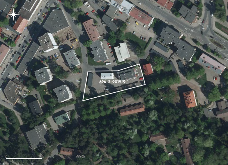 Maisterinkatu 7-11 delineation of the planning area shown in the aerial view.