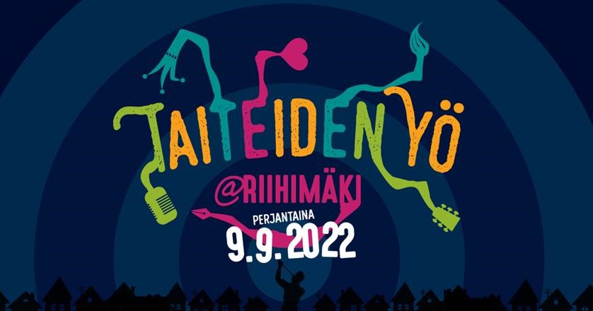 Taiteiden yön logo, jossa teksti Taiteiden yö@Riihimäki 9.9.2022