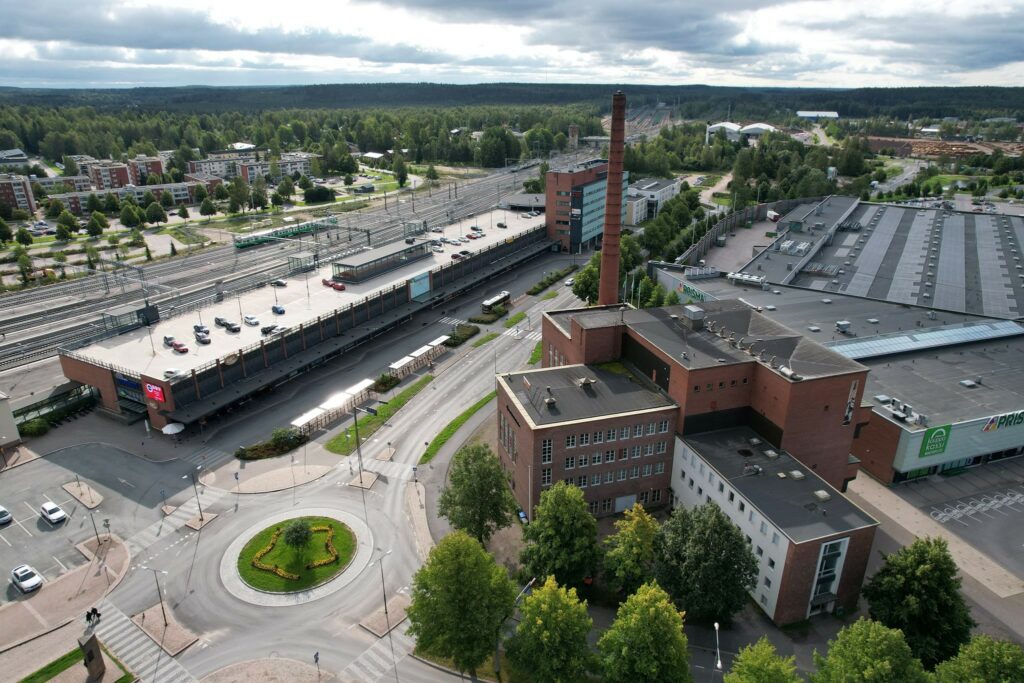 Flygfoto över Riihimäki Voimala.