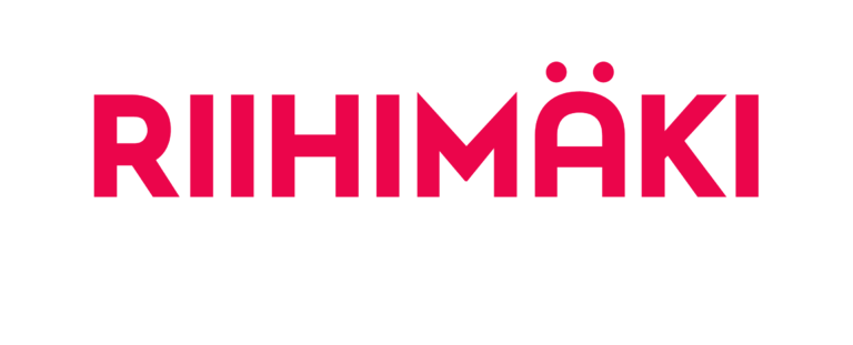 Riihimäki logo on a white background with red text Riihimäki.