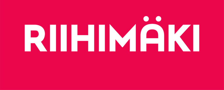 The Riihimäki logo with red text and a white background with the text Riihimäki.