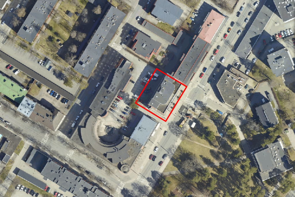 Delineation of the planning area in the ortho-aerial photo taken in spring 2017. The weather is sunny.