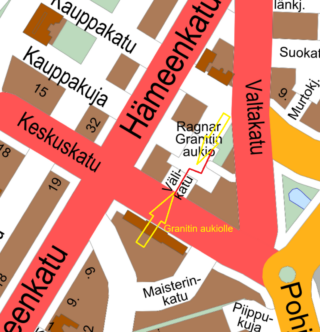 Aja Granitin aukiolle Keskuskadulta Välikatua pitkin